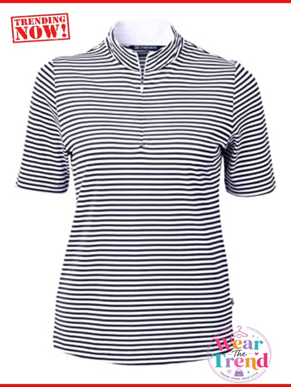 Recycled Eco Pique Golf Polo Mock Neck Zip Pullover Womens Top